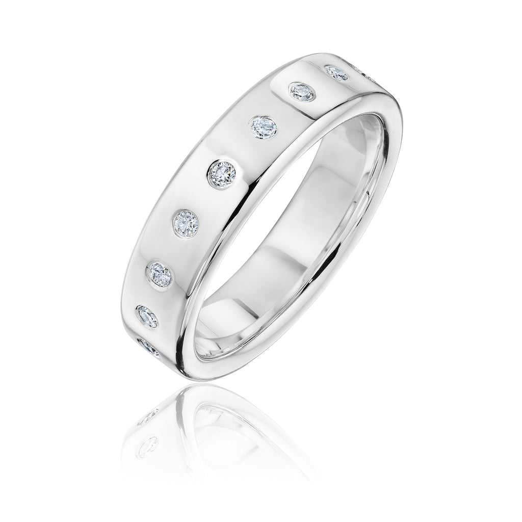 Diamond studded architect band in white gold