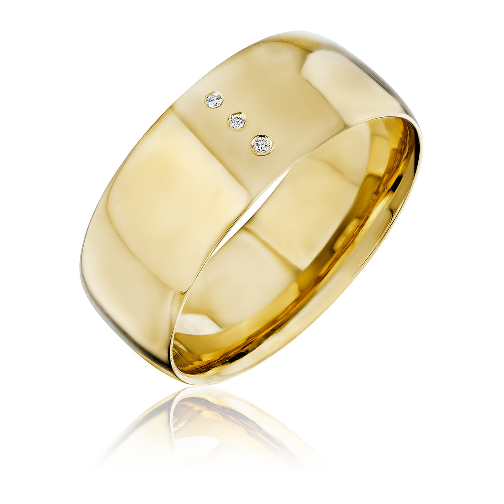 LVL band in 18kt yellow gold with diamonds