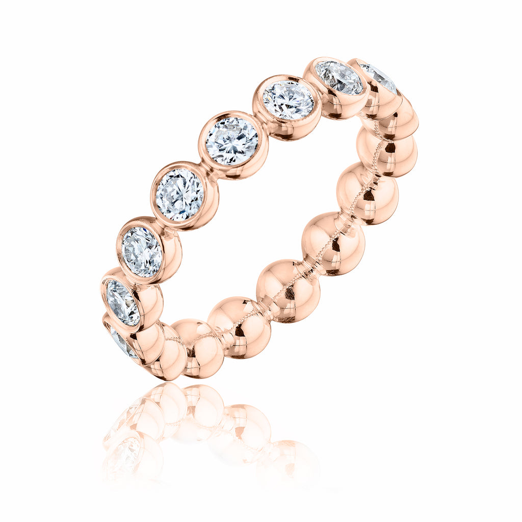 Large Diamond Bubble Band 18kt rose recycled gold with diamonds