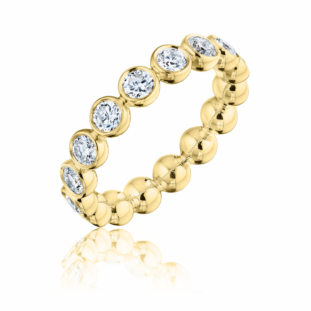 Large Diamond Bubble Band 18kt yellow gold with diamonds