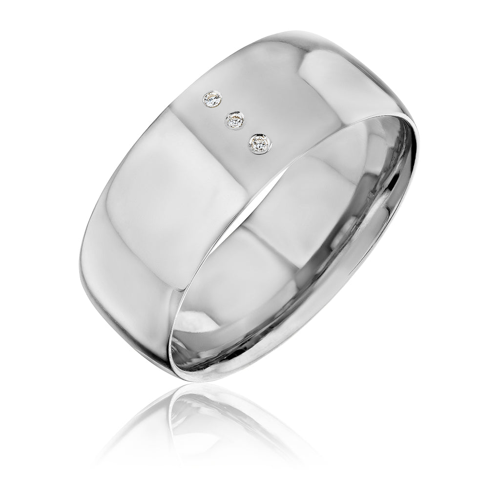 LVL band in 18kt white gold with diamonds