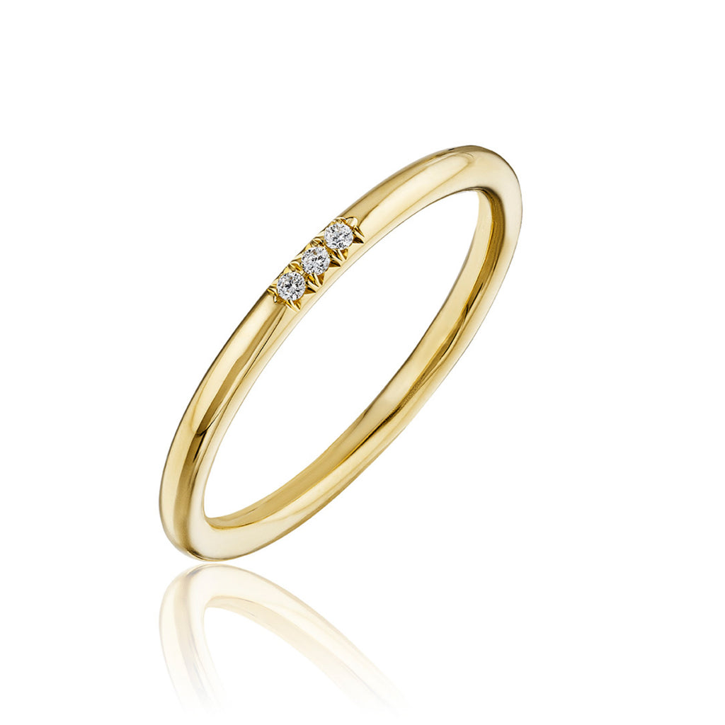 Petite Pave Omi Band in Yellow Gold